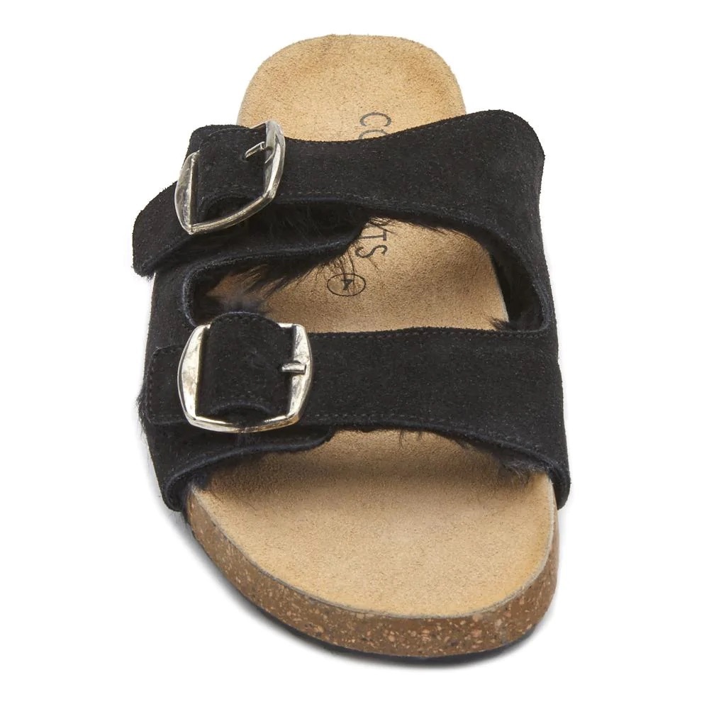 REG PRICE SUEDE LEATHER UPPED BUCKLE SANDAL WITH FAUX FUR LINING COMFORTABLE